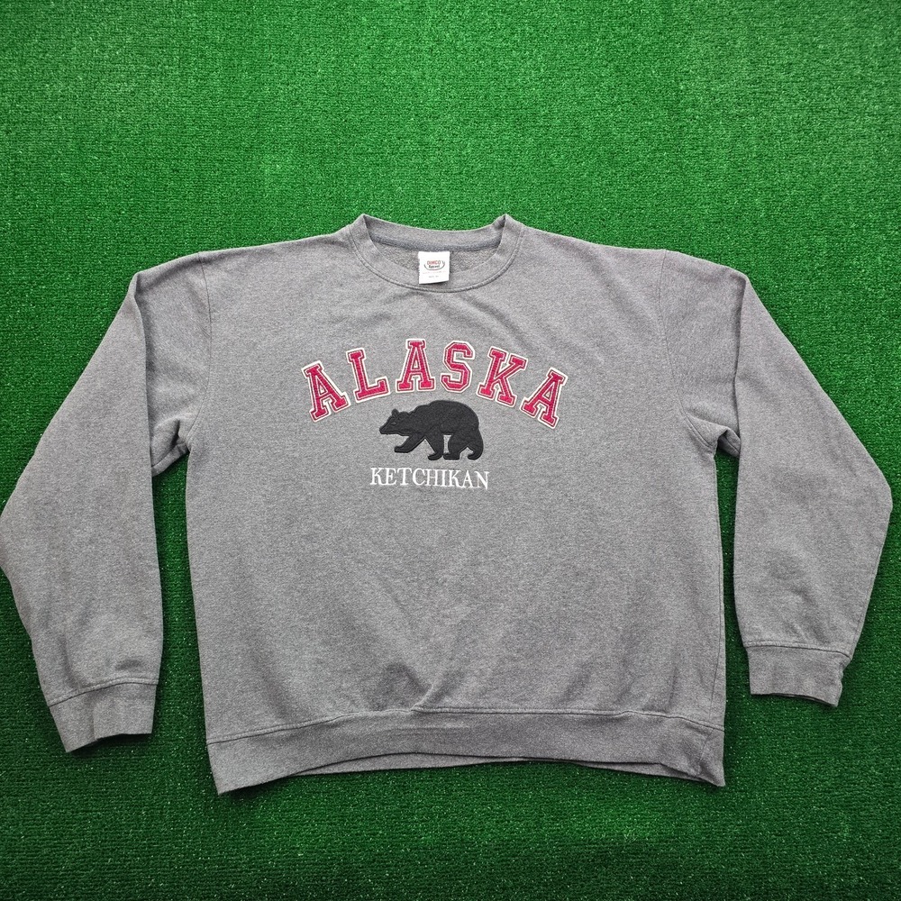 Alaska Ketchikan Sweatshirt‎ Mens XL Gray Pullover Crewneck Bear Outdoors Casual